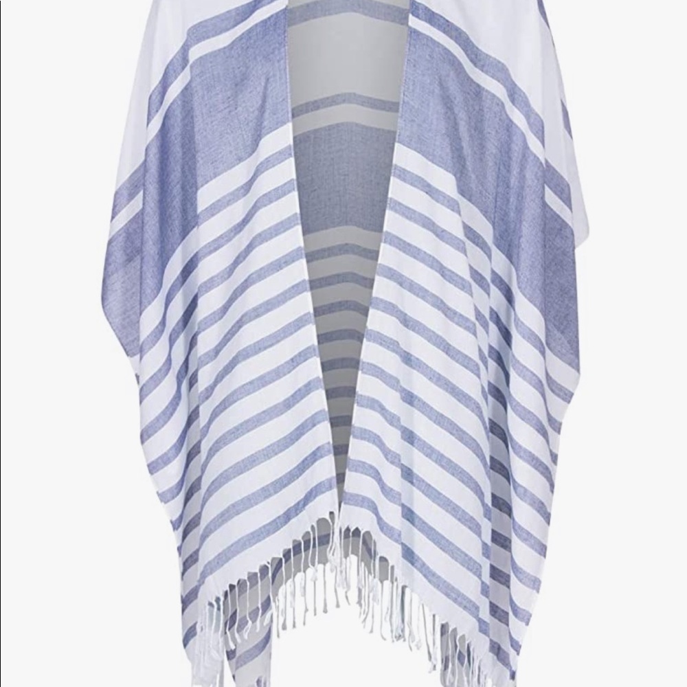 Isaac Mizrahi Gray and White Stripe Kimono - Picture 3 of 14